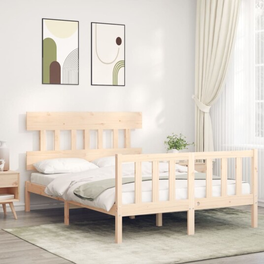 vidaXL Sengeramme med hodegavl 140x200 cm heltre