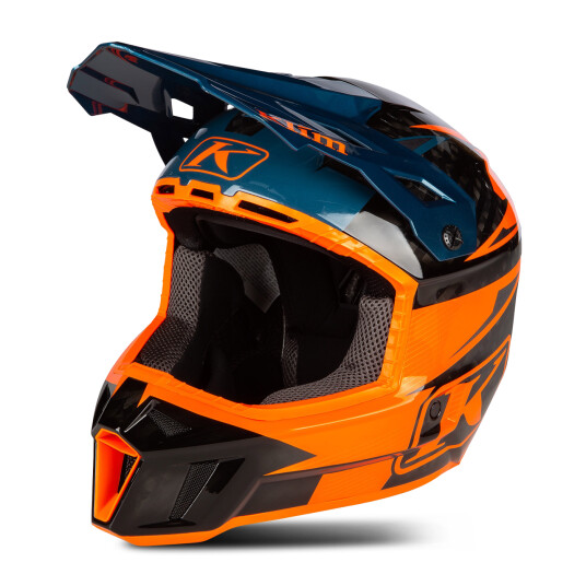 KLIM Crosshjelm F3 Carbon Pro Striker Petrol Oransje