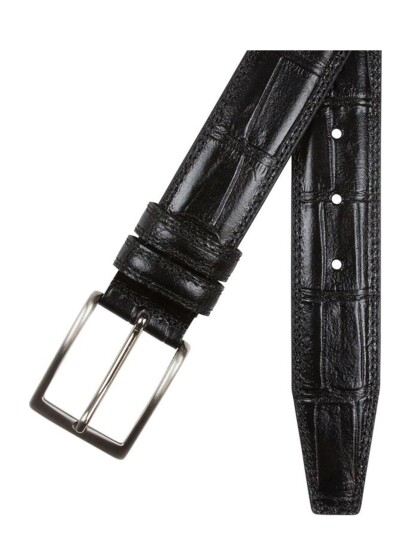 Portia 1924 Croco Leather Belt - Black - 95 cm
