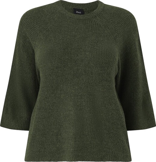 Zizzi Genser Mwinnie 3/4 Pullover Grønn
