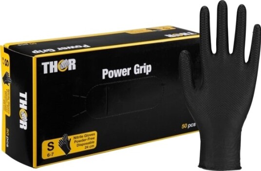 Engangshandske Thor Power Grip S Sort Nitril 10 Stk. Engangshandske Thor Power Grip S Sort Nitril 10 Stk.