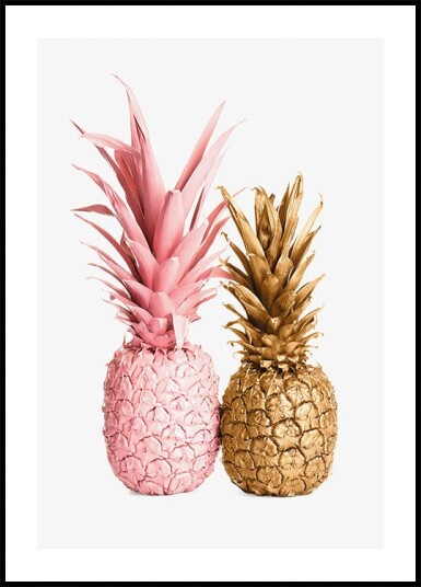 Gold and Pink Pineapple Duo Plakat Plakat / 30x40cm