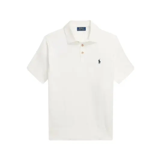 Polo Ralph Lauren Knitted Short Sleeve Polo Deckwash White Polo Ralph Lauren Knitted Short Sleeve Polo Deckwash White