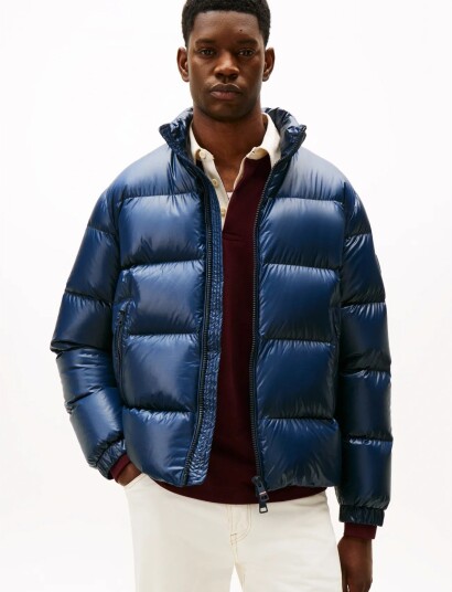 Tommy Hilfiger Shiny Down Stand Puffer Navy XS