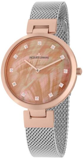 Jacques Lemans Dameklokke 1 2001M Milano Rosegullfarget/Stål Ø36 mm