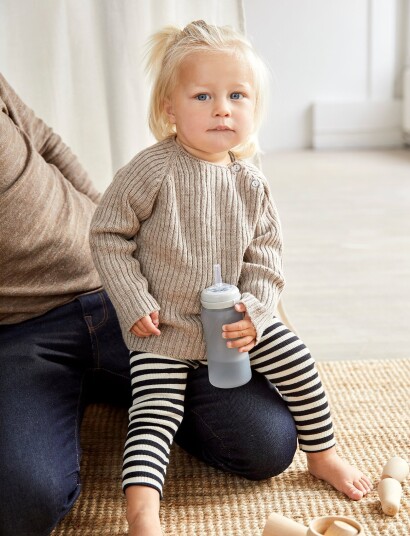 Everyday Baby Glass Straw Bottle Healthy + Quiet Grey Grey 240 ml