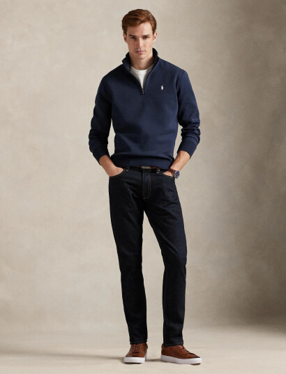 Polo Ralph Lauren Double-Knit Quarter-Zip Pullover - Navy - XXL