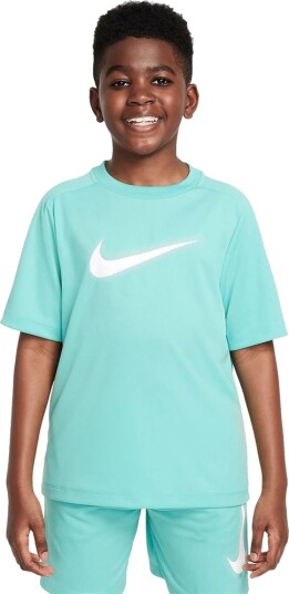 Nike Dri Fit Multi+ SS Top HBR Padel og tennis T shirt fyr Grön/Vit S