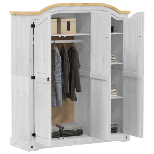 Garderobe Corona hvit 151,5x52x186 cm heltre furu 8721102807077