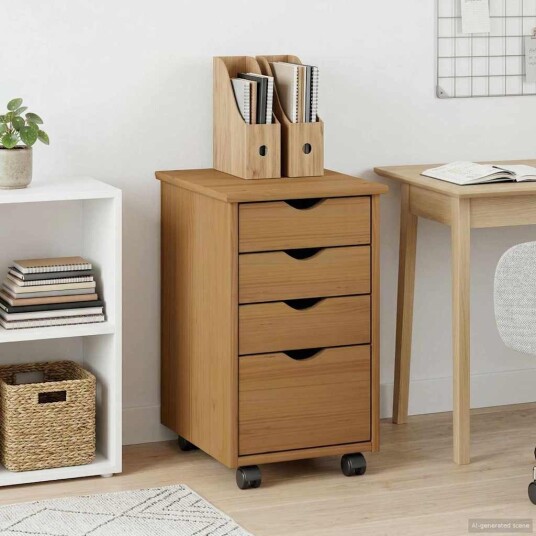vidaXL Rullende skap MOSS HonningBrun 34 x 39 x 56 cm Massiv furu
