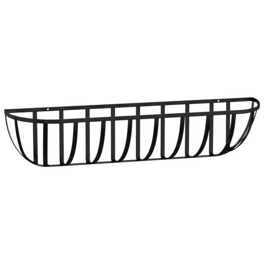 Plantekasser 2 stk med kokosfiberinnlegg svart 91x20x23 cm stål 319356