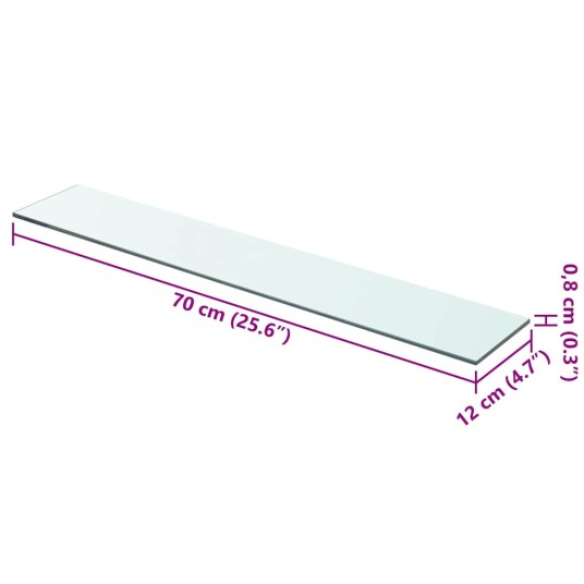 vidaXL Hyllepanel klart glass 70x12 cm vidaXL Hyllepanel klart glass 70x12 cm