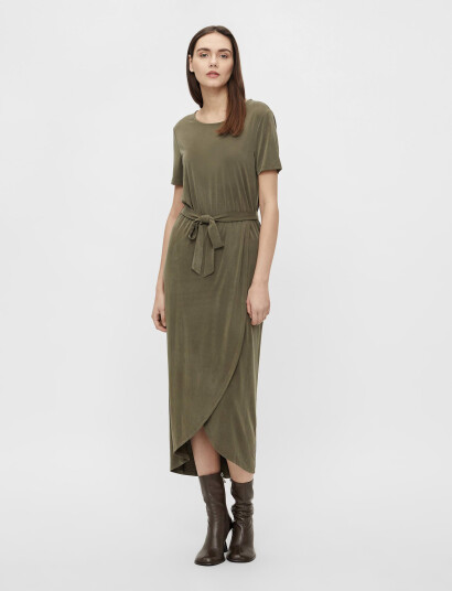 Object Objannie Nadia S/S Dress - Khaki green - M Object Objannie Nadia S/S Dress - Khaki green - M