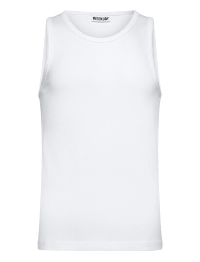 Weekday Regular Fit Ribbed Tank Top - White - XL