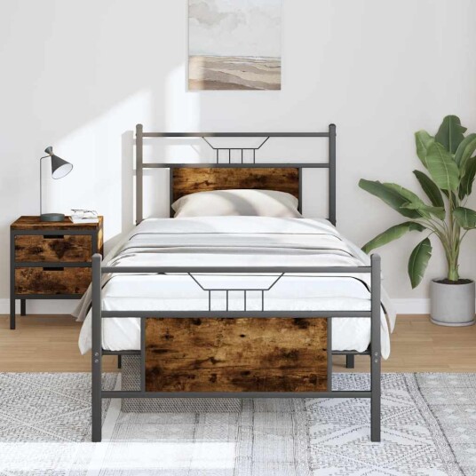  Sengeramme uten madrass røkt eik 75x190 cm konstruert tre 4106751