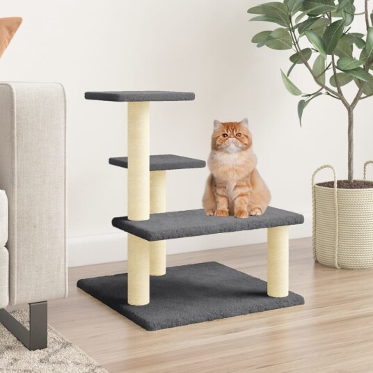 Vidaxl Kattetre Med Klorestolper I Sisal MÞrkegrÄ 61 cm Vidaxl Kattetre Med Klorestolper I Sisal MÞrkegrÄ 61 cm