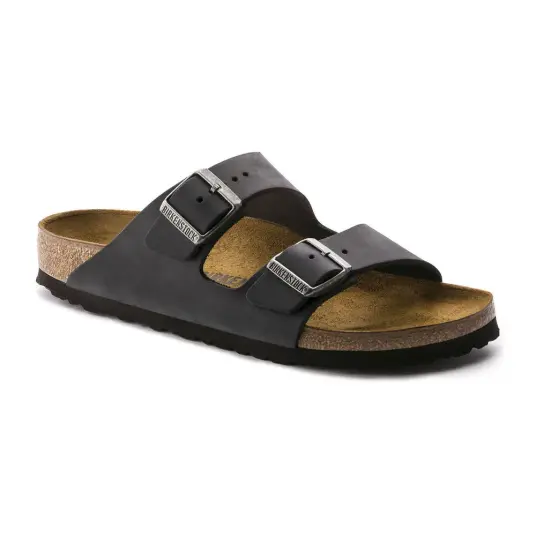 Birkenstock Unisex Arizona Oiled Leather Narrow 38, Black