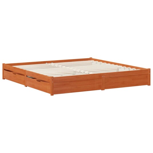  Sengestamme med skuff Vokset Brun 180 x 200 cm Massiv furu