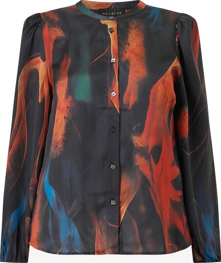 NO. 1 BY OX Bluse Shirt w long puff sleeve Flerfarget