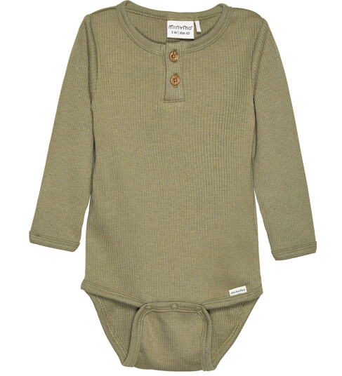 Minymo Body L/æ Rib Aloe 50 Langermet Body Grønn