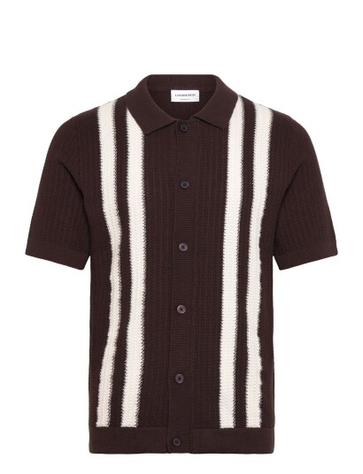 Lindbergh Knitted Polo Cardigan   Brown   M