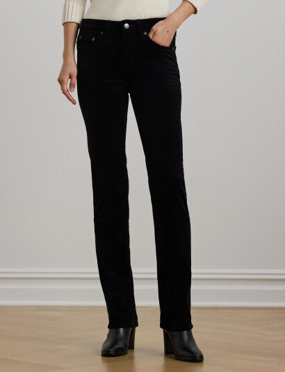 Lauren Ralph Lauren Stretch Corduroy Mid-Rise Straight Pant - Black - 32 Lauren Ralph Lauren Stretch Corduroy Mid-Rise Straight Pant - Black - 32