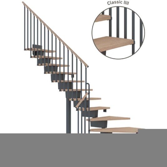 Dolle Dubai L trapp I Antracit classic Iiii hvitoljeret Eik 80 13   Loddret Høyde 238 294cm