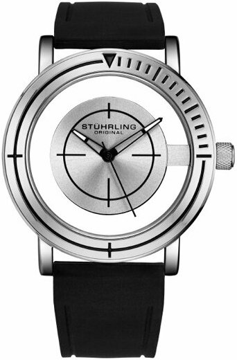 Stührling Original Herreklokke 3915.3 Aviator Sølvfarget/Gummi Ø42 Stührling Original Herreklokke 3915.3 Aviator Sølvfarget/Gummi Ø42