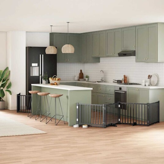 vidaXL Hundeport sammenleggbar 8 paneler svart 640 cm poppeltre