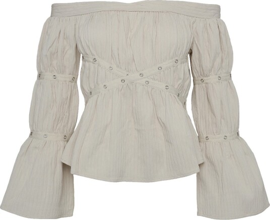 Laagam Addison Ecru Ruched Blouse   Cream   XS/34