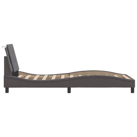 Sengeramme med hodegavl grå 90x200 cm kunstlær 8721012346420