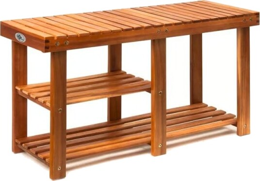 Benk til skohylle i akasietre – 2 hyller 87x28x45cm Benk til skohylle i akasietre – 2 hyller 87x28x45cm