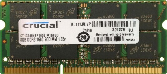 Crucial 8GB DDR3L 1600MHz CL11 SODIMM CT102464BF160B.M16FP