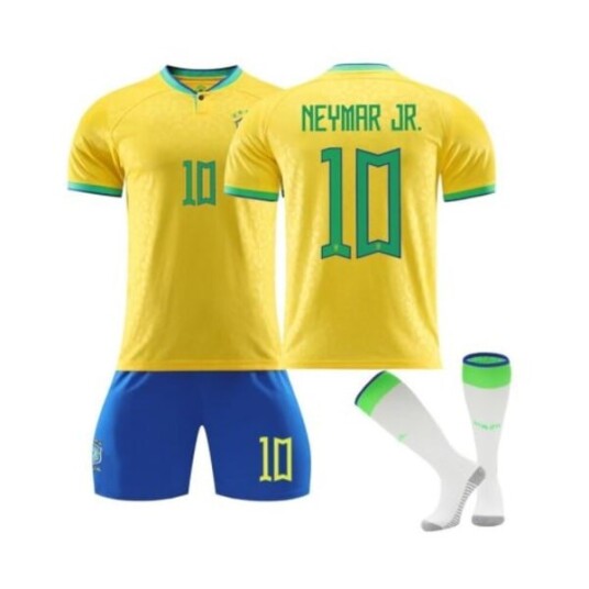 Brasil Neymar Jr Tenåringer Barn Gutter Fotballsett Sport Treningstrøye 24