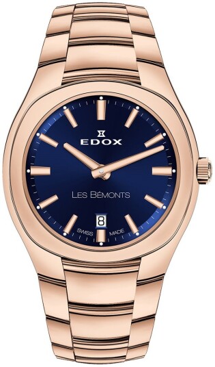 Edox Dameklokke 57004 37R BUIR Les Bemonts Blå/Rose gulltonet stål
