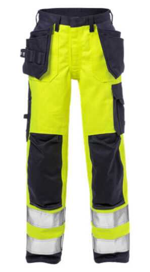 Fristads Hantverkarbyxa Flamskyddad 2589 Flam Klass 2, Dam Varsel Gul/marinblå 42