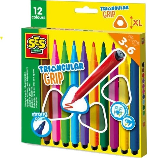 SES Creative 14696 Tykk Triangeltusj Ergonomisk Grep Vaskbar Blekk 3+ År SES Creative 14696 Tykk Triangeltusj Ergonomisk Grep Vaskbar Blekk 3+ År