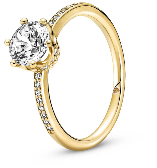Pandora, Ring i forgylt 925 sølv med zirkoner, str 56