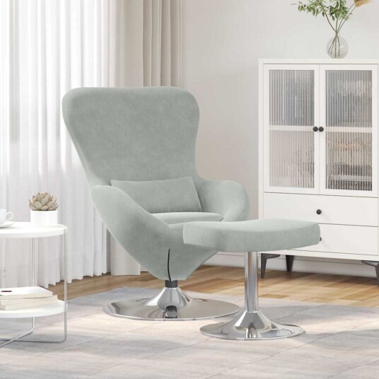 Eggstol 2 pcs Lysegrå 63 x 73 x 90 cm Fløyel