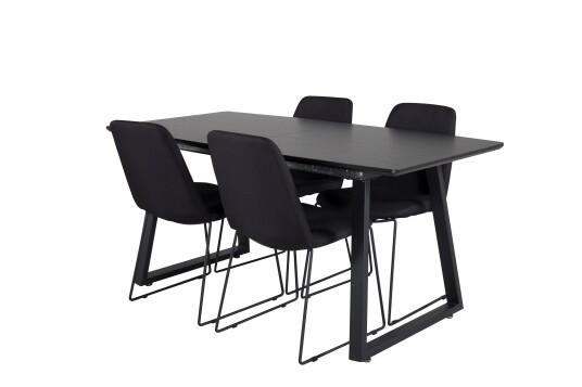 Venture Home Inca Spisegruppe Forlengningsbar 160 cm Rektangulær med 4 Muce Stoler Sort