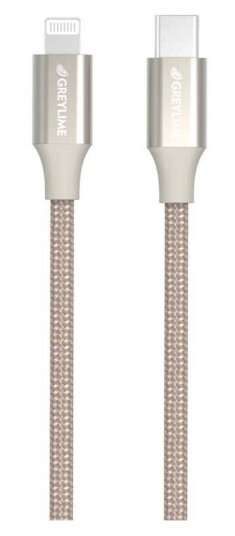 GreyLime Braided USB-C til MFi Lightning Kabel Beige 2 m