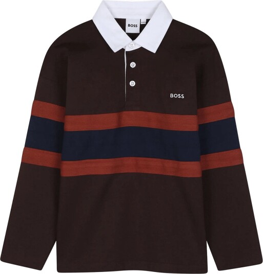 BOSS Long Sleeve Polo Brown 128
