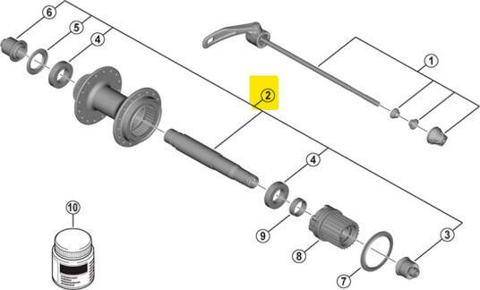 Shimano komplett navaksel til FH-MT401