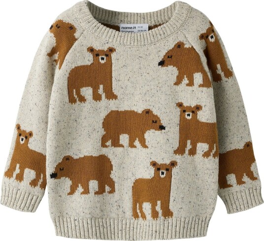 Name It Genser Strikk NmmOla Peyote Melange Name It 5 år (110) Genser Beige Brun Grå