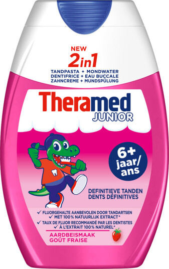 Theramed Barnetannkrem Junior 2 in 1 Strawberry Theramed Barnetannkrem Junior 2 in 1 Strawberry