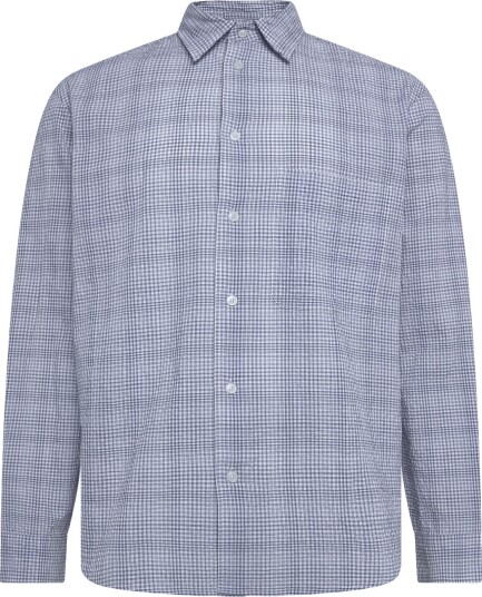 Mango Seersucker Check Textured Shirt   MEDIUM BLUE   S