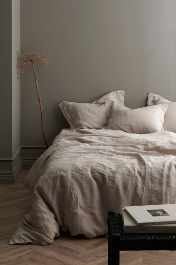 Ellos Home Sengesett Candice i vasket lin 2 eller 3 deler Beige