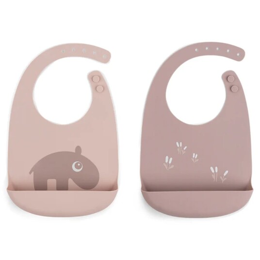 Done By Deer Silikonsmekke 2-Pack Ozzo Powder Rosa med Matoppsamler Done By Deer Silikonsmekke 2-Pack Ozzo Powder Rosa med Matoppsamler