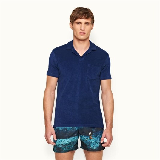 Orlebar Brown Terry Towelling Polo Shirt - Blue Wash Orlebar Brown Terry Towelling Polo Shirt - Blue Wash