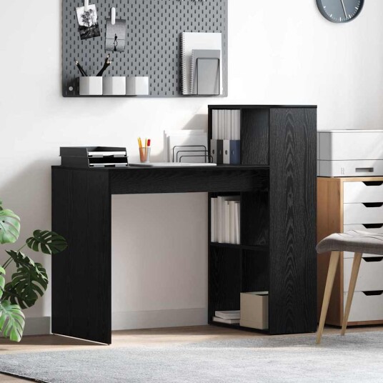  Skrivebord Svart eik Sponplate Liten Oppbevaring